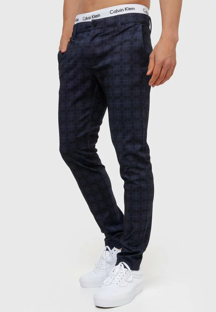 INDICODE JEANS Chino - Navy Check 1 INDICODE JEANS Chino - Navy Check