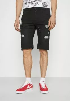 INDICODE JEANS COMMERCIAL KEN HOLES - Short En Jean - Black