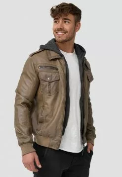 INDICODE JEANS AARON - Veste En Similicuir - Beige -INDICODE JEANS Boutique 048bf12a231445dfaeb10847feca67c7