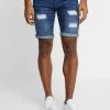 INDICODE JEANS KADEN HOLES - Short En Jean - Medium Indigo