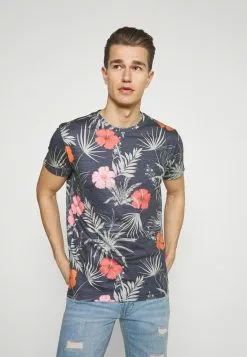 INDICODE JEANS CADIZ BRILIANT - T-shirt Imprimé - Navy