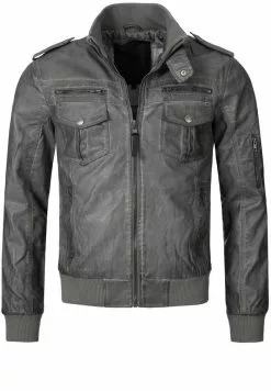 INDICODE JEANS INCO - Veste En Similicuir - Grau -INDICODE JEANS Boutique 0e2bf65f571d40069a0e220f74e5a74f