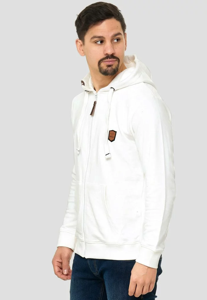 INDICODE JEANS Sweat à Capuche Zippé - Off-white 4 INDICODE JEANS Sweat à Capuche Zippé - Off-white – Image 4