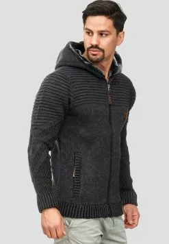 INDICODE JEANS Sweat à Capuche Zippé - Anthracite -INDICODE JEANS Boutique 27d7bb205231482487933879ffb0343e