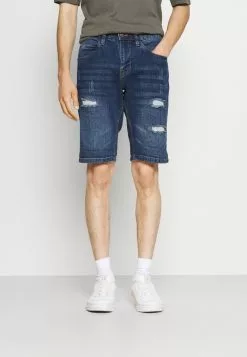 INDICODE JEANS KADEN HOLES - Short En Jean - Medium Indigo