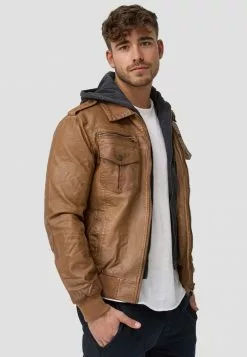 INDICODE JEANS AARON - Veste En Similicuir - Brown -INDICODE JEANS Boutique 3744a28ba8cb42419eb845174fde61d7