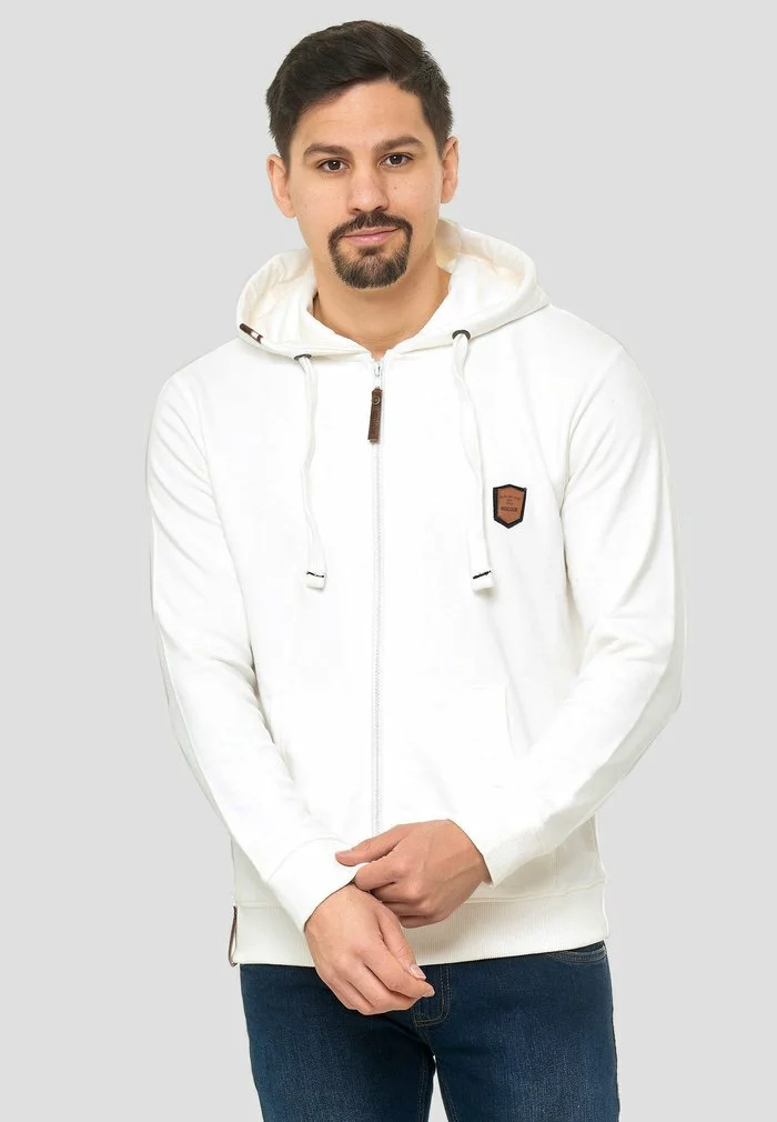 INDICODE JEANS Sweat à Capuche Zippé - Off-white 1 INDICODE JEANS Sweat à Capuche Zippé - Off-white