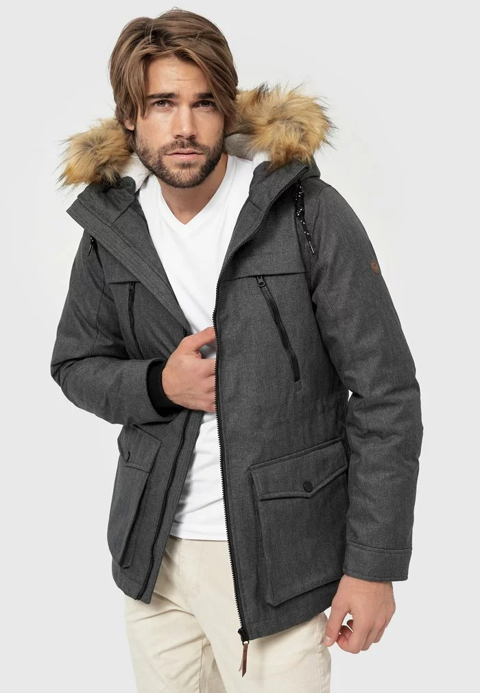 INDICODE JEANS Parka - Charcoal Mix 1 INDICODE JEANS Parka - Charcoal Mix