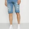 INDICODE JEANS COMMERCIAL KEN HOLES - Short En Jean - Blue Wash