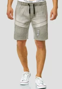 INDICODE JEANS MIT ELASTISC - Short En Jean - Light Grey