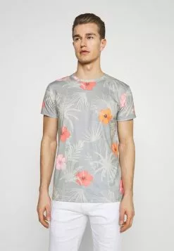 INDICODE JEANS CADIZ BRILIANT - T-shirt Imprimé - Light Grey