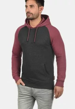 INDICODE JEANS IDELLIOT - Sweat à Capuche - Charcoal/wine