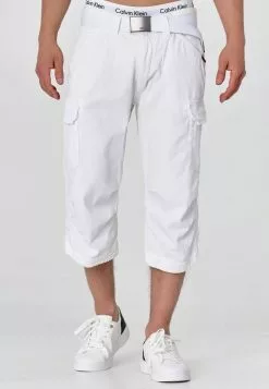 INDICODE JEANS MIT GÜRTEL NICOLAS - Short - Optical White