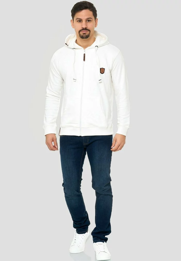 INDICODE JEANS Sweat à Capuche Zippé - Off-white 2 INDICODE JEANS Sweat à Capuche Zippé - Off-white – Image 2