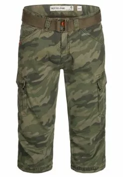 INDICODE JEANS MIT GÜRTEL NICOLAS - Short - Mottled Dark Green -INDICODE JEANS Boutique 7069eb6159594d11a7bd568341601341