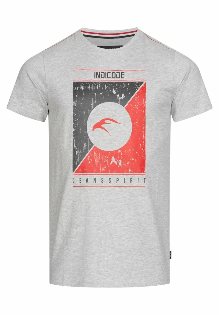 INDICODE JEANS LEONARDO - T-shirt Imprimé - Lt Grey Mix 1 INDICODE JEANS LEONARDO - T-shirt Imprimé - Lt Grey Mix