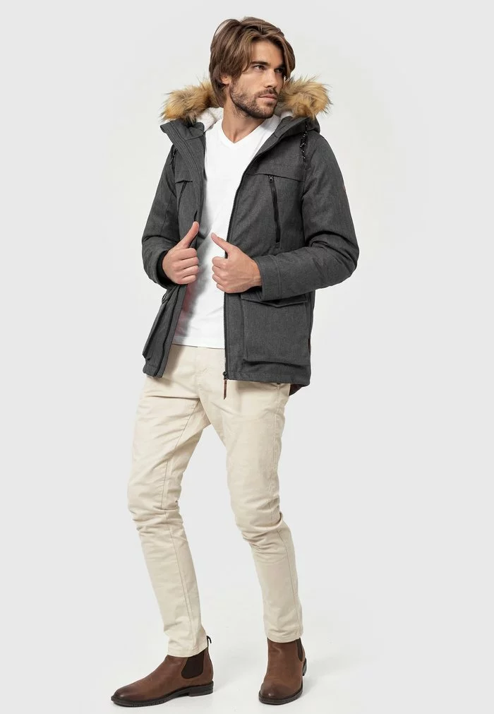 INDICODE JEANS Parka - Charcoal Mix 2 INDICODE JEANS Parka - Charcoal Mix – Image 2