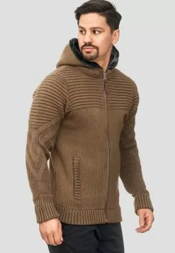 INDICODE JEANS Sweat à Capuche Zippé - Brown -INDICODE JEANS Boutique 7eca0602e95244168f3ea768bc7f9cdc
