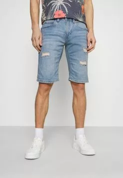 INDICODE JEANS KADEN HOLES - Short En Jean - Blue Wash