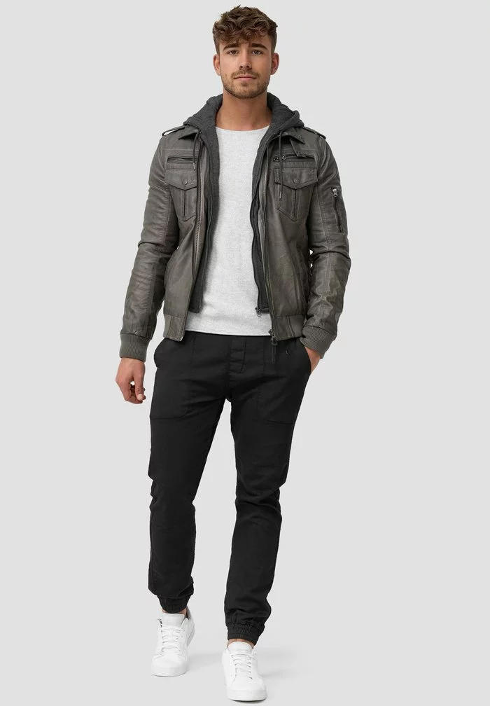 INDICODE JEANS AARON - Veste En Similicuir - Dark Grey 1 INDICODE JEANS AARON - Veste En Similicuir - Dark Grey