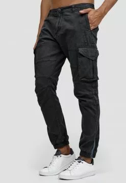 INDICODE JEANS HAWKINS - Pantalon Cargo - Black -INDICODE JEANS Boutique 85ca9f39146946b7b857e287964e838e