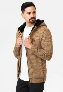 INDICODE JEANS Sweat à Capuche Zippé - Beige -INDICODE JEANS Boutique 88cfce76b03a4a5b898dab45fdadd90b