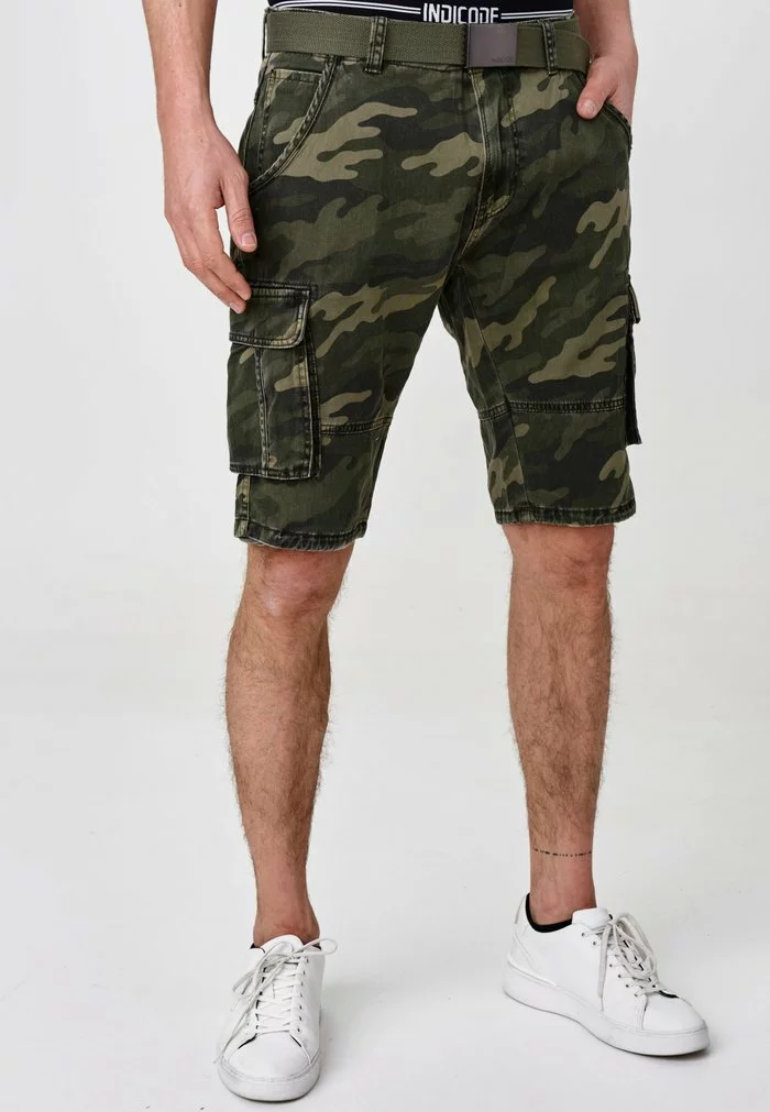 INDICODE JEANS BLIXT - Short - Mottled Dark Green 1 INDICODE JEANS BLIXT - Short - Mottled Dark Green