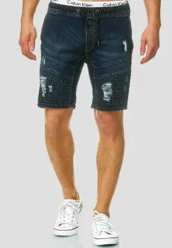 INDICODE JEANS MIT ELASTISC - Short En Jean - Dark Blue