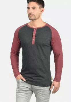 INDICODE JEANS IDWINSTON - T-shirt à Manches Longues - Charcoal/wine