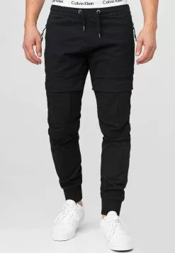 INDICODE JEANS DENNIS - Pantalon Cargo - Black -INDICODE JEANS Boutique a751b8a8bf0b40d993d5d0855b7fdc91