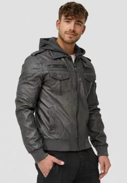 INDICODE JEANS AARON - Veste En Similicuir - Raven -INDICODE JEANS Boutique a8df0cc11de445b3a47c640a41986620