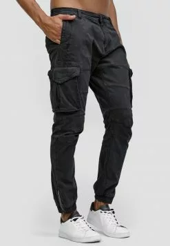 INDICODE JEANS HAWKINS - Pantalon Cargo - Black -INDICODE JEANS Boutique a93194f7811849d9a9fddb88d58891eb