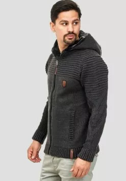 INDICODE JEANS Sweat à Capuche Zippé - Anthracite