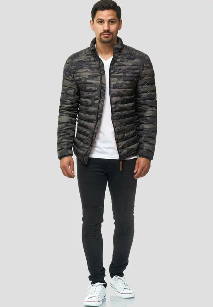 INDICODE JEANS Veste Mi-saison - Mottled Dark Green 2 INDICODE JEANS Veste Mi-saison - Mottled Dark Green – Image 2
