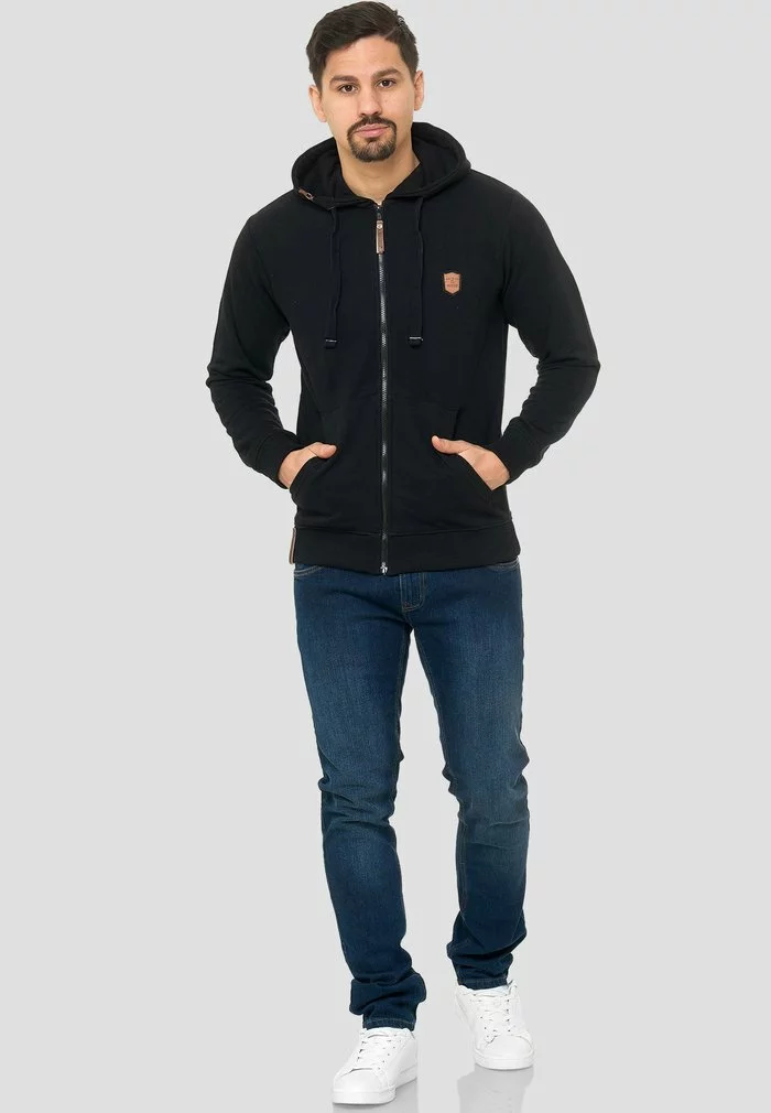 INDICODE JEANS Sweat à Capuche Zippé - Black 2 INDICODE JEANS Sweat à Capuche Zippé - Black – Image 2