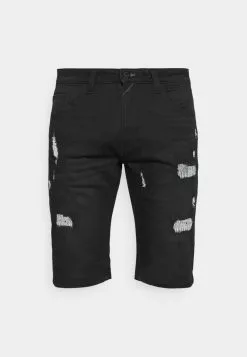 INDICODE JEANS COMMERCIAL KEN HOLES - Short En Jean - Black -INDICODE JEANS Boutique b6dc31c622004e45a43ffd3deddfe566