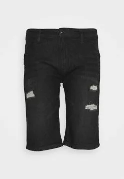 INDICODE JEANS KADEN HOLES - Short En Jean - Schwarz
