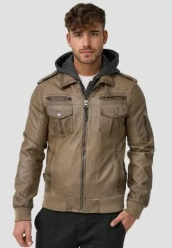 INDICODE JEANS AARON - Veste En Similicuir - Beige -INDICODE JEANS Boutique bda9f9c407364b8f987a34a988b4f964