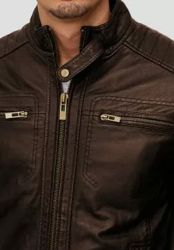 INDICODE JEANS GERMO - Veste En Cuir - Dark Brown -INDICODE JEANS Boutique c03c7c6407414ccaaa67ea3d62fcf2b9