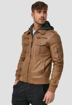 INDICODE JEANS AARON - Veste En Similicuir - Brown -INDICODE JEANS Boutique d37759c3415640dfb8f7e109a3c8bfb3