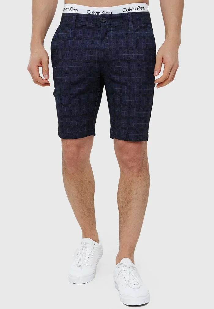 INDICODE JEANS AALBORG - Short - Navy Check 1 INDICODE JEANS AALBORG - Short - Navy Check