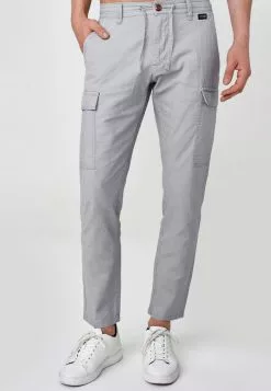 INDICODE JEANS CAGLE - Pantalon Cargo - Lt Grey