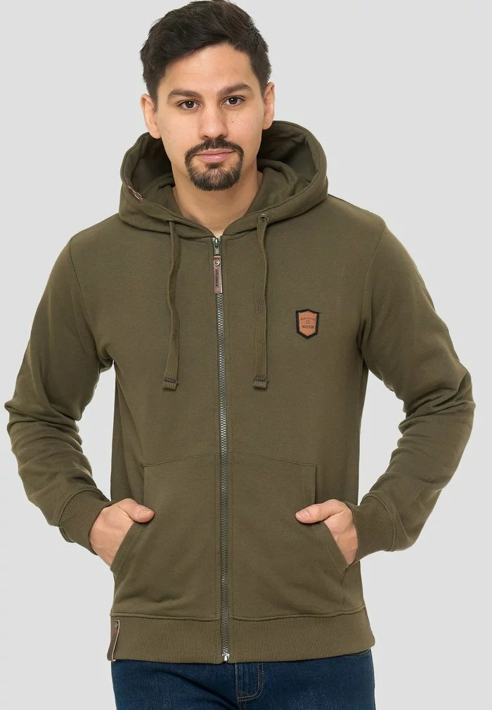 INDICODE JEANS Sweat à Capuche Zippé - Army 1 INDICODE JEANS Sweat à Capuche Zippé - Army