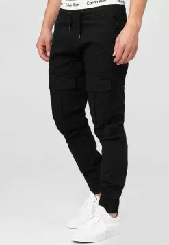 INDICODE JEANS DENNIS - Pantalon Cargo - Black -INDICODE JEANS Boutique e984df6079314da08e093331cbc0e8ea