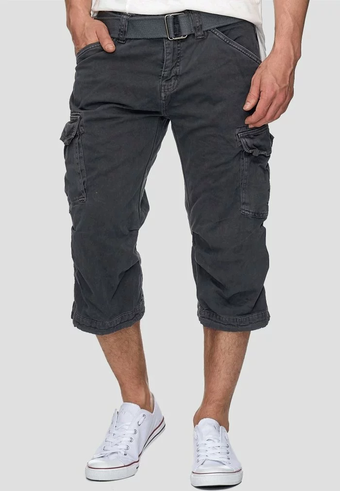 INDICODE JEANS MIT GÜRTEL NICOLAS - Short - Dark Grey 1 INDICODE JEANS MIT GÜRTEL NICOLAS - Short - Dark Grey