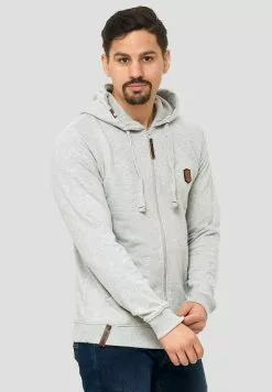 INDICODE JEANS Sweat à Capuche Zippé - Gray -INDICODE JEANS Boutique f1588324cb4a444eafee51f84128c65a