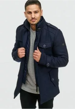 INDICODE JEANS BRANDAN - Manteau Court - Dark Blue -INDICODE JEANS Boutique fdb50b7b7f384f549caeca9a9dac52cd