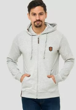 INDICODE JEANS Sweat à Capuche Zippé - Gray -INDICODE JEANS Boutique fe607cafb4064330aa35b999b3f26935